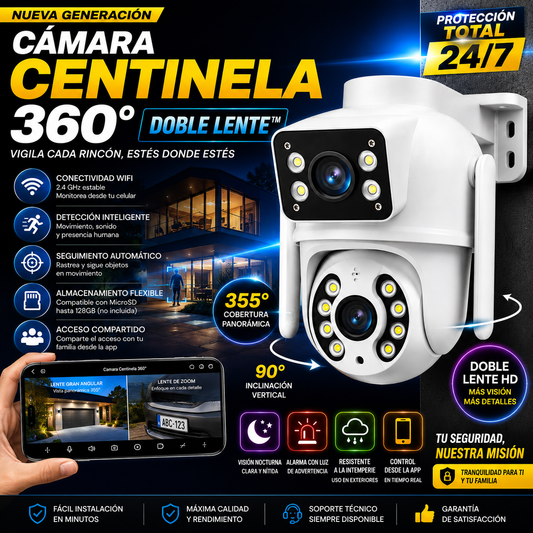 Cámara Centinela 360° Doble Lente™